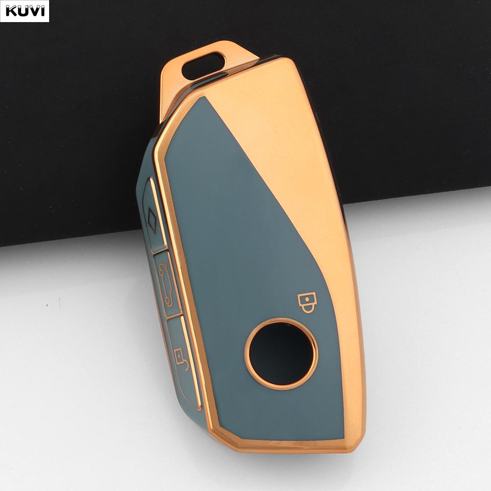 TPU Golden Key Case Cover Holder Fob Keychain For BMW G07 X7 LCI U11 X1 G70 7 Series G09 XM F98 X4M LCI G18 X5 G81 M3 I20 IX