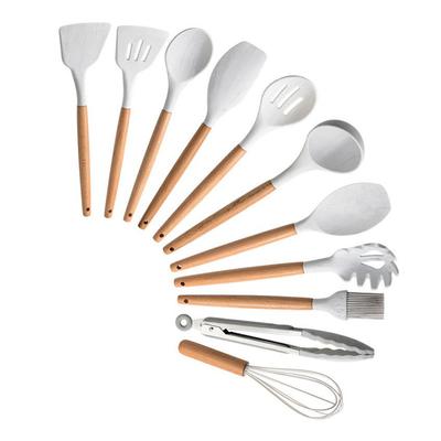 Antihaft-Silikon-Küchenutensilien-Set, Kochgeschirr, Spatel, Schaufel, Schneebesen, Holzgriff, Küche, Kochwerkzeug-Set