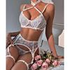 Cecilia Women's Sexy See-Through Embroidery Lace Lingerie Set