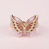 18k Gold Plated Pink Butterfly Ring Sparkling Diamond Rhinestone Women Fashion Jewelry