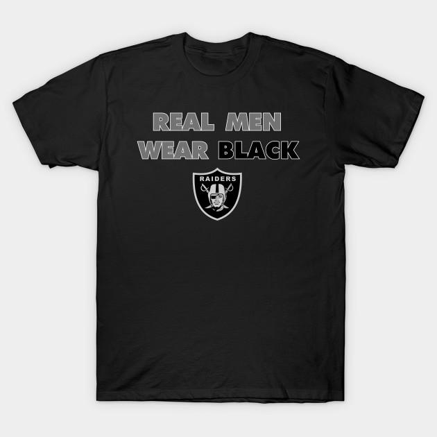 

Men Black Print T-shirt Raiders &Quot;Real Men Wear Black&Quot; No-Cut Transfer Paper Print Cotton Tshirt M чорний