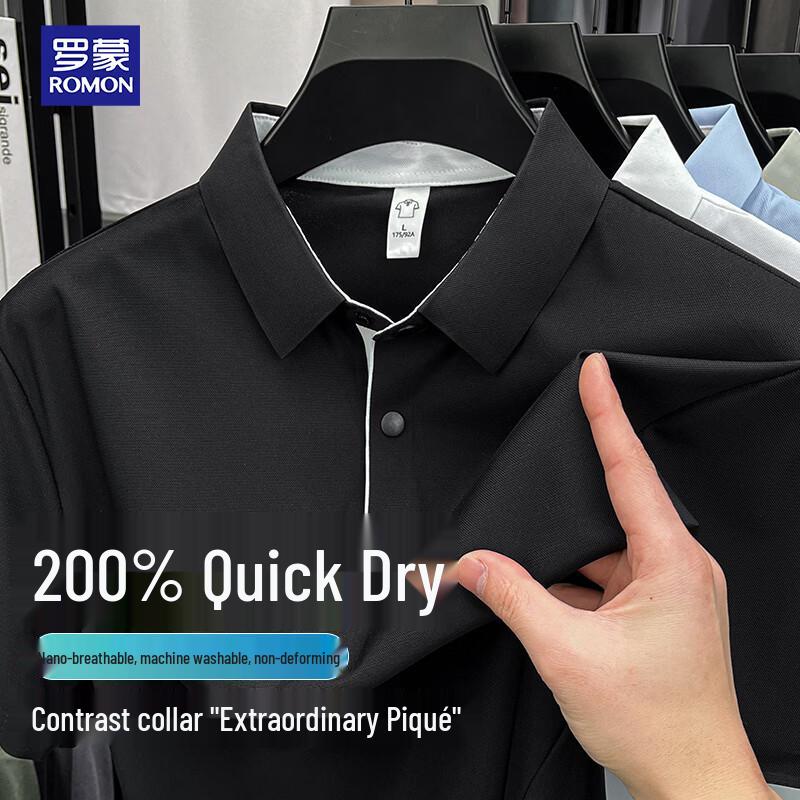 

ROMON Men s Business Casual Polo T-shirt S