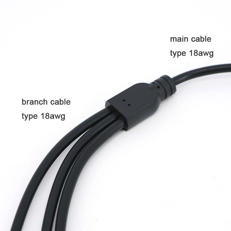 0.7m 18awg DC female to 3 way male power Supply Splitter Cable 1 Female to 3 Male connector CCTV Accessories extend Adapter 70cm