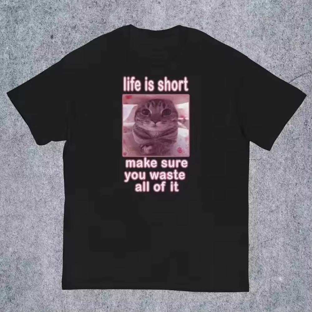 

Funny Cat Meme Women Clothing Tee Shirt Homme New Haikyuu Top & Tees short sleeve Round Neck Printing Pullover T-shirt 33094 4XL