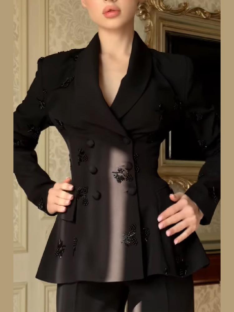 Spring 2026 Women's Beaded Slim-fit Jacket and Trousers Set