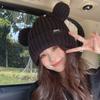 Cat Ear Knitted Hat for Women In Autumn and Winter Warmth and Thick Ear Protection Winter Style Cute Face Showing Small Ins Student Wool Hat