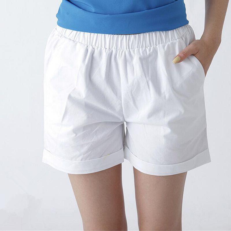Women's Summer Solid Color Shorts Plus Size Loose Cotton Elastic Waist Casual Breathable Lightweight Outdoor Wear Pants