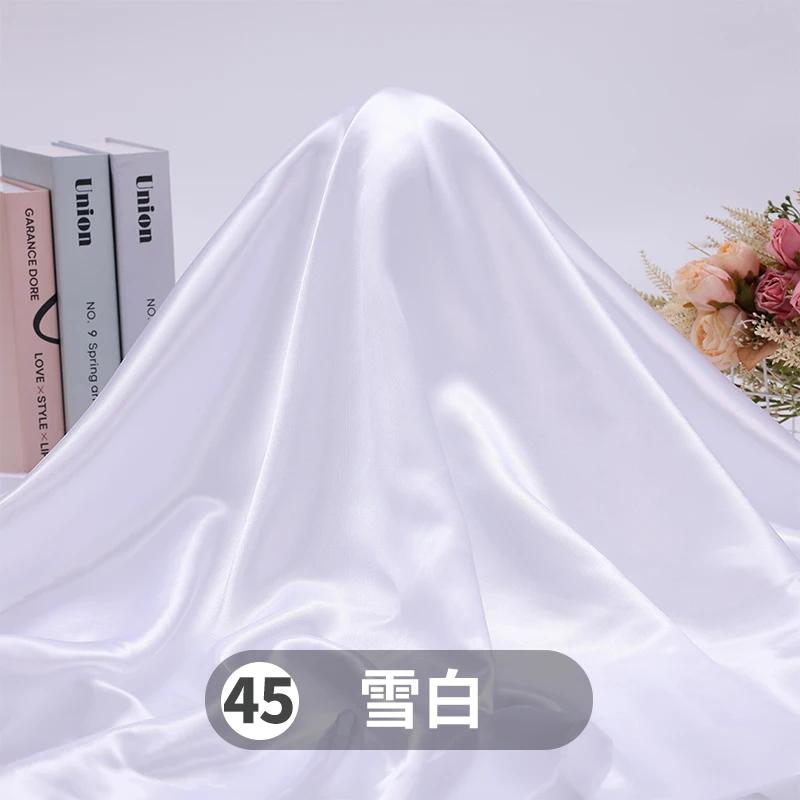 Soft Smooth Satin Fabric By The Meter for Clothes Hanfu Gift Box Lining Wedding Decoration DIY Sewing Cloth Plain White Purple