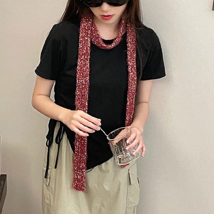 Women Skinny Scarf Thin Choker Knit Belt Long Tie Scarf Bag Handle Wrap