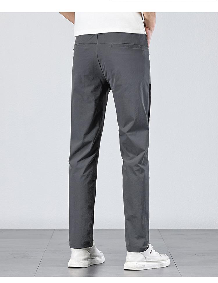 Men's Breathable Ice Silk Elastic Straight Leg Quick-Dry Casual Pants – Trendy and Comfortable for Summer