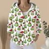 Women's Fashion Casual Sweater Button-Up Print Cardigan  Hooded Jacket