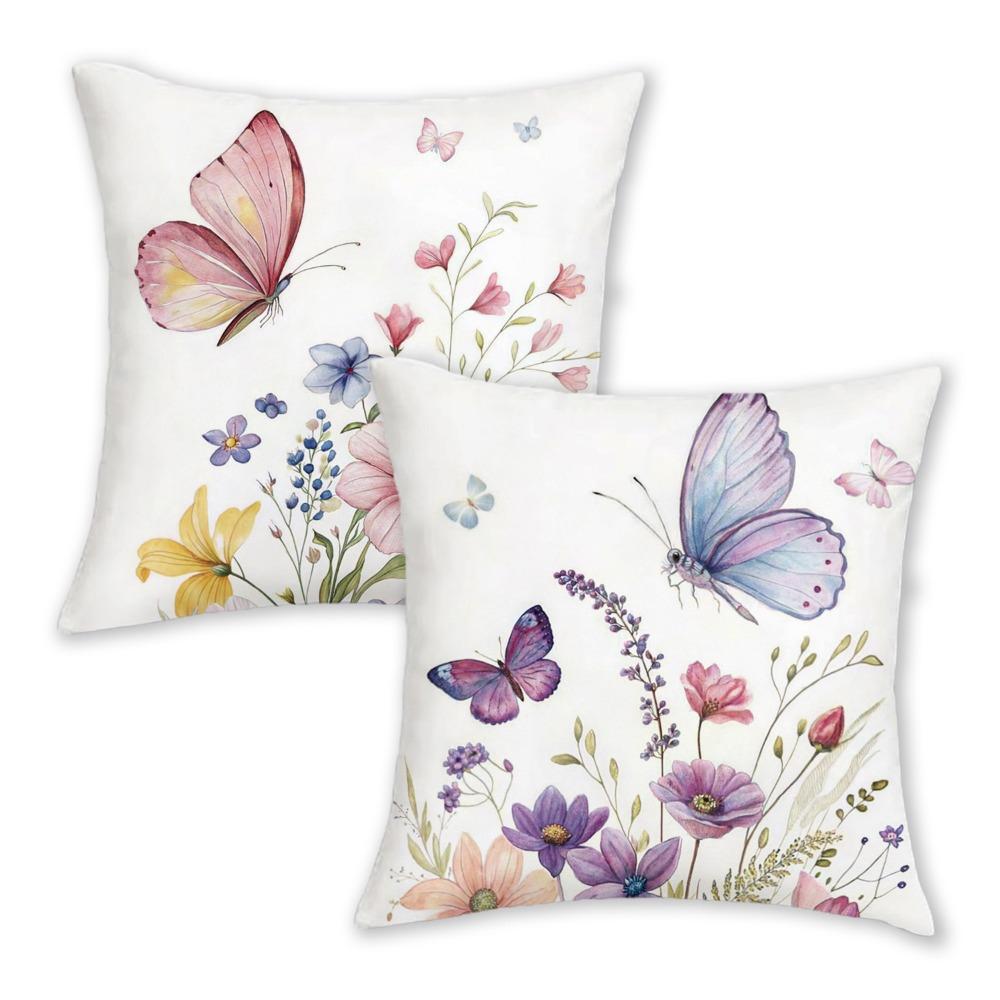 2 pièces Housse de coussin Papillon Gracieux Bohème - Housse de coussin décorée pour canapé de salon, Douce et confortable, Décoration de chambre à coucher