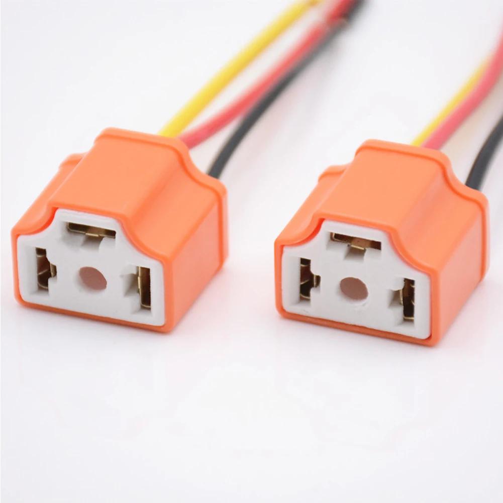 2Pcs H4 Car Headlight Bulb Lampholder 3-hole Ceramic Wire Wiring Bulb Base Light Beam Socket Plug Auto Light Accessories