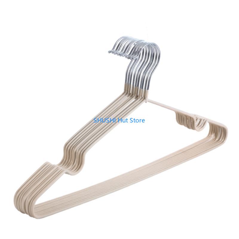 10Pcs Adult Children Metal Clothes Hanger with Plastic Coating Suit Coat Drying Rack Support Hook Non-Slip Dress Holder D57B