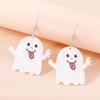 1 Pair Halloween Pumpkin Ghost Earrings Creative Piercing Halloween Pendant Hook Earrings Holiday Jewelry Accessories