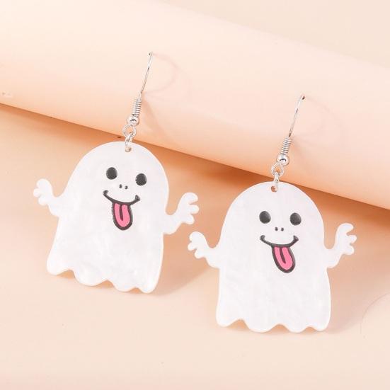 1 Pair Halloween Pumpkin Ghost Earrings Creative Piercing Halloween Pendant Hook Earrings Holiday Jewelry Accessories