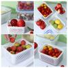 4-In-1 Fruit Vegetable Storage Container with Removable Filter Leak-Proof Airtight PP Storage Box for Washing Draining Stackable Food Organizer
