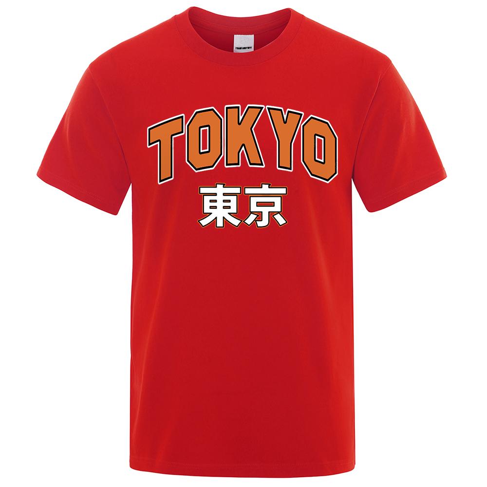 Tokyo Aesthetic College Letter Print T-Shirts Man Oversized Sweat Tshirt Loose Summer Short Sleeve Streetwear Cotton T-Shirt Men