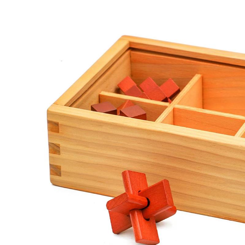 Magic IQ Lu Ban Locks Puzzles Boxes Set For Kids Adults Unlock Interlocking Wooden Brain Teaser Educational Toys Gifts