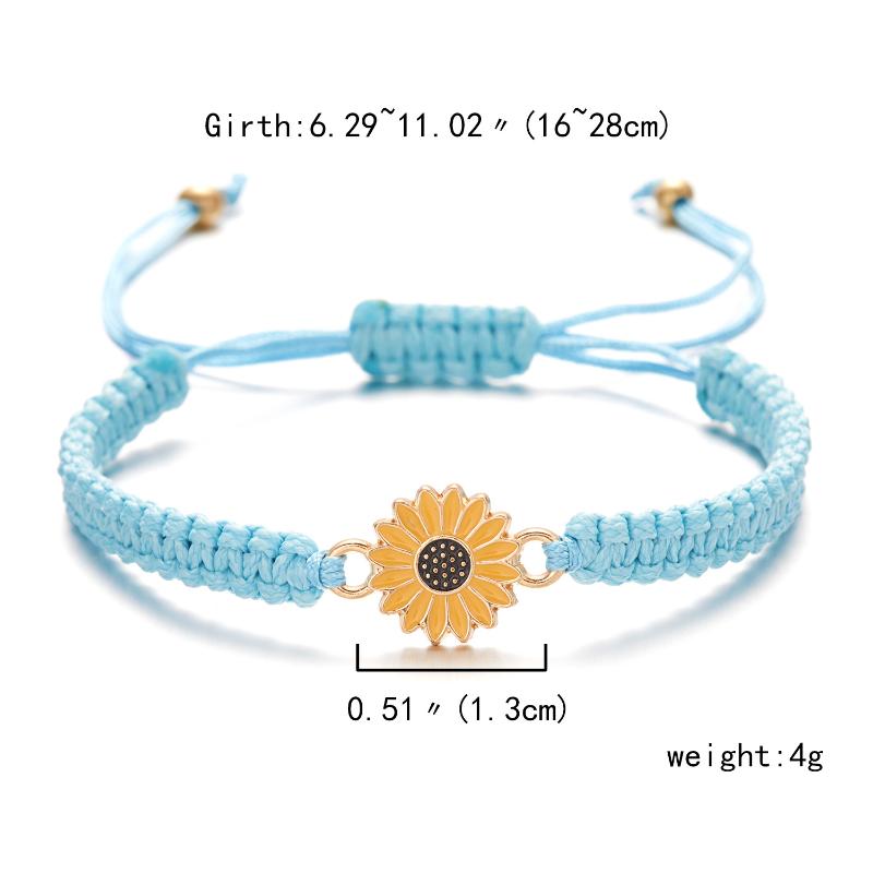 Adjustable Colorful Woven Bracelet For Men And Women Handmade Sunflower Bracelet For Couples Best Friends Graduation Gift
