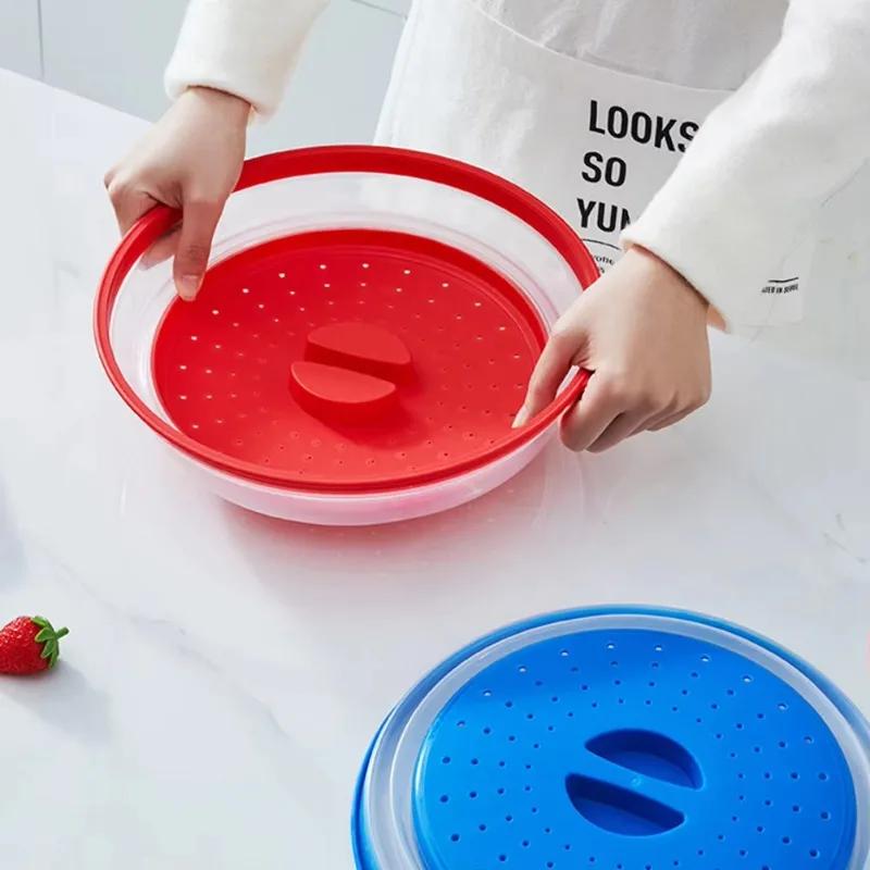 1PC Microwave Heating Cover with Hooks Foldable Freshness Cover Multifunctional Anti Oil Splash Leftover Rice Cover
