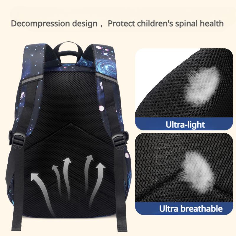 Load Reduction Oxford Children Backpack for Boys Large Capacity Primary Students Grade 1-6 Schoolbags with Bento Bag Pencil Case