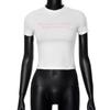 European and American Women's Clothing Autumn New Letter Printing Round Neck Short-sleeved Navel Top T-shirt Women