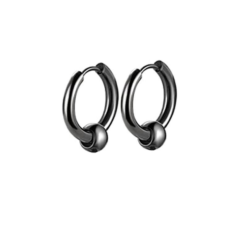 Black Series Titanium Steel Punk Style Earrings - Unisex, Korean Fashion, Unique Design