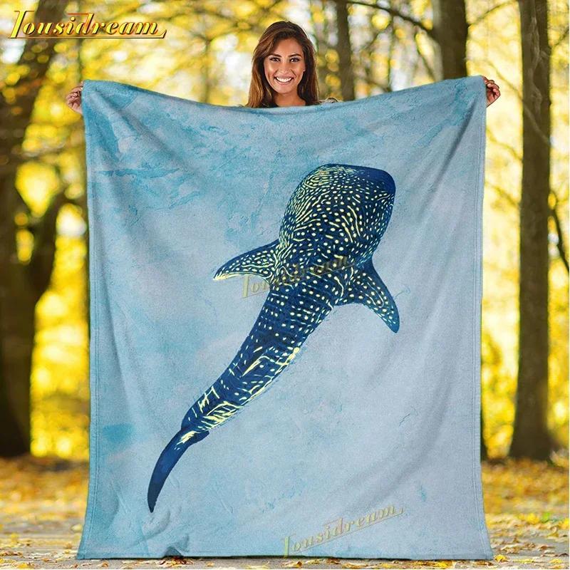 Whale Shark Blanket Soft Warm Throw Fleece Blanket Shark Sheet Bedspread Sofa Throw Light Thin Mechanical Wash Flannel Blankets