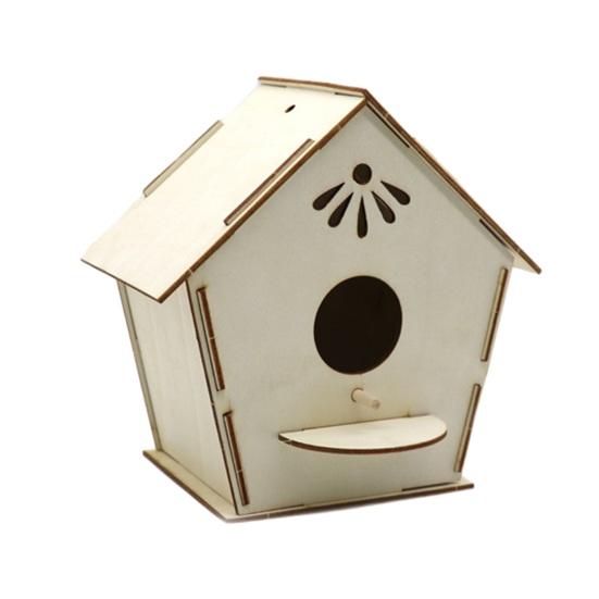DIY Wood Birdhouse Kit Unfinished Log Home Craft Project with Safe Paint Wooden Crafts Boys And Girls Graffiti Bird Nest for Kids