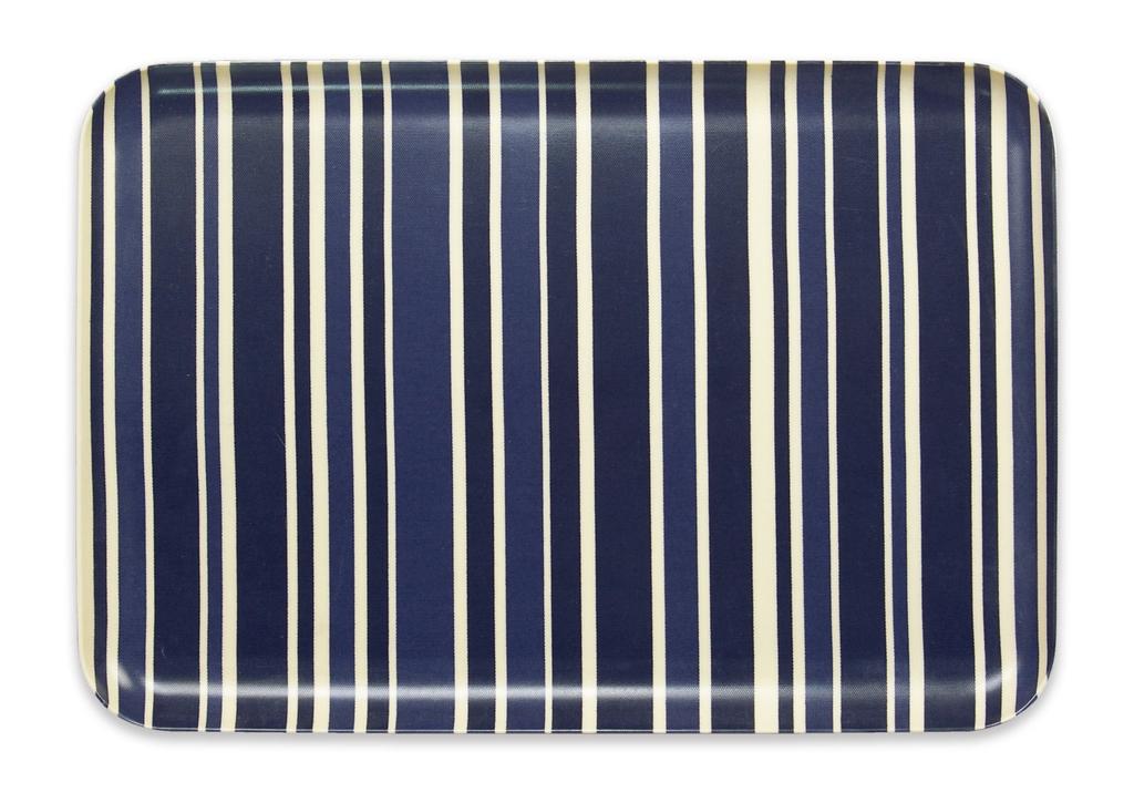 TATSU-CRAFT NR Lunch Tray, Large, Nordic Style, Modern, Torino Stripe, Deep Blue, Non-Slip, Microwave-Safe, Tray, Stylish, Plastic, Large and Small,