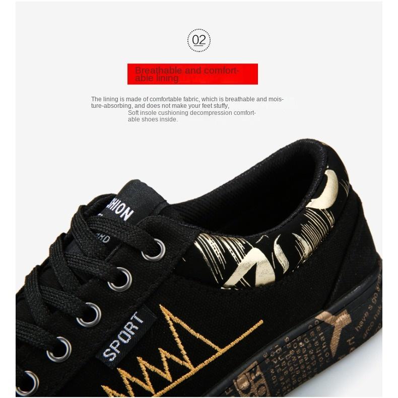 Men's Shoes Canvas Shoes Men's Sneakers Cloth Shoes Trend Four Seasons All Match Students Breathable Casual Shoes