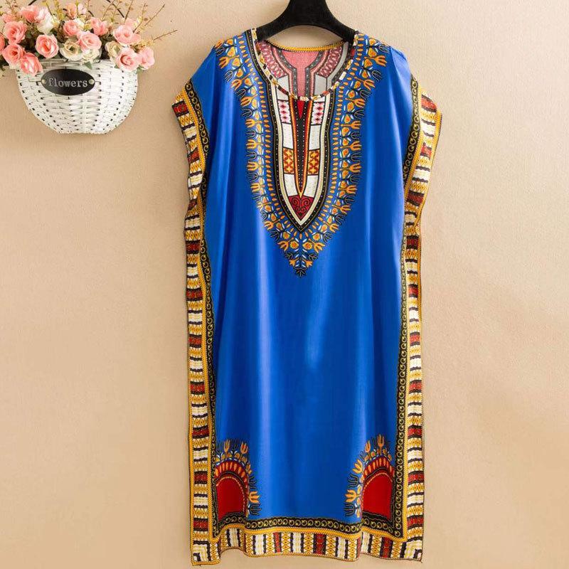 Thai Dress Medium and Long Loose Casual Large Size Meat-covered Seaside Beach Cotton Silk Dress