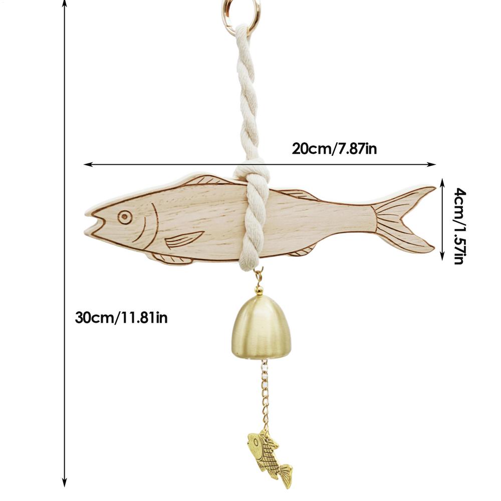 

Shopkeepers Bell for Door Opening Rustic Wooden Door Chime for Shop Easy Installation Home Decor Doorbell with Fish
