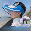 Chapéu de Verão Infantil com Ventilador Chapéu de Sol Masculino e Feminino Chapéu de Sol Desenho Animado Fofo Proteção Solar Chapéu Grande Chapéu de Copa Vazia
