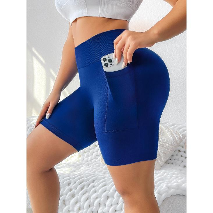 

Large Size High Stretch Seamless Yoga Shorts For Women, High Waist Peach Hip Sports Pants With Side Pockets, Quick Drying Pants For Women XXXL сапфірове скло синього кольору кольору