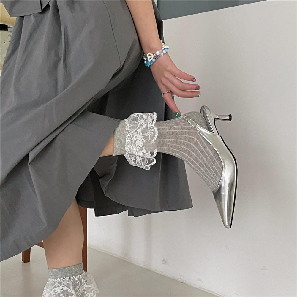 Fashion Women Stockings Cotton Knitting Solid Color Knee Socks College Style School Girls Black White Long Socks Stocking