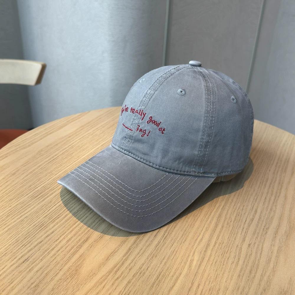 Fashion Hat retro washed Korean version TH letter embroidered baseball hat, thin and age-reducing face, small sunshade cap woman