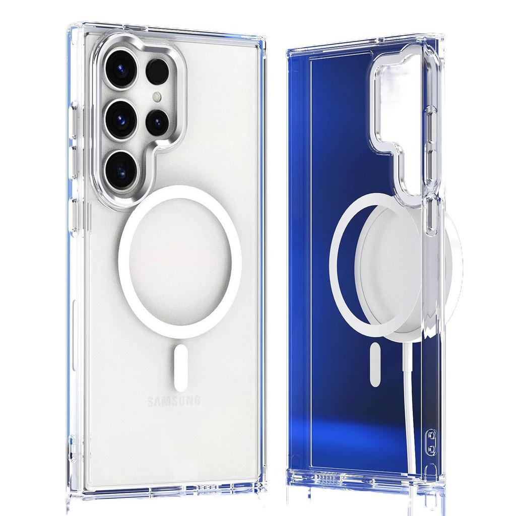Gäller för Samsung S26Ultra ljus magnetisk mobilskal S25Ultra genomskinligt S24Ultra stötsäkert skyddsskal