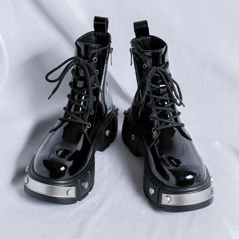 Wiosna 2024 Męskie Lakierowane Martensy - Modne, Pasujące do wszystkiego buty robocze w brytyjskim stylu, Modny design 33988-R.