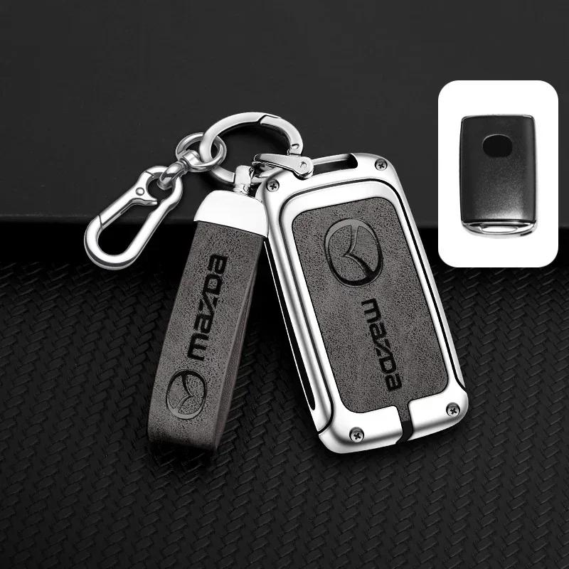 

2025 Hot Leather Car Key Case Cover Bag Shell Fob For Mazda 3 Alexa CX4 CX5 CX8 2019 2020 3 4 Buttons 2017 2018 Keychain Auto Ac