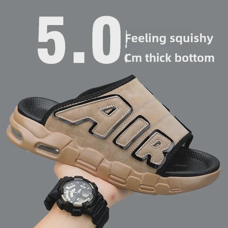 Infradito da Uomo Estivi con Suola Spessa e Cuscino d'Aria – Ciabatte da Spiaggia alla Moda 41 cachi/nero