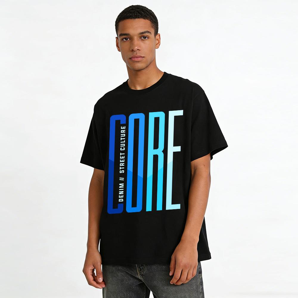 Core Street Culture Denim Graphic Casual Loose Fit Tee Pure Cotton T-shirt