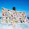 One Soft Beach Towel with a Cat Print, Made of Microfiber, Suitable for Beach Vacations, Pool Parties, and Beach Relaxation