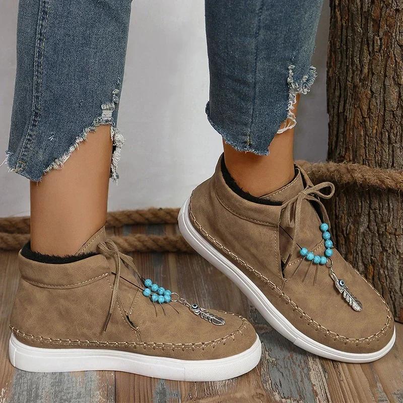 

Зимние ботильоны женские на платформе плоские повседневные туфли трендовые зимние кожаные теплые туфли модные короткие плюшевые спортивные туфли Zapatos Mujer 43