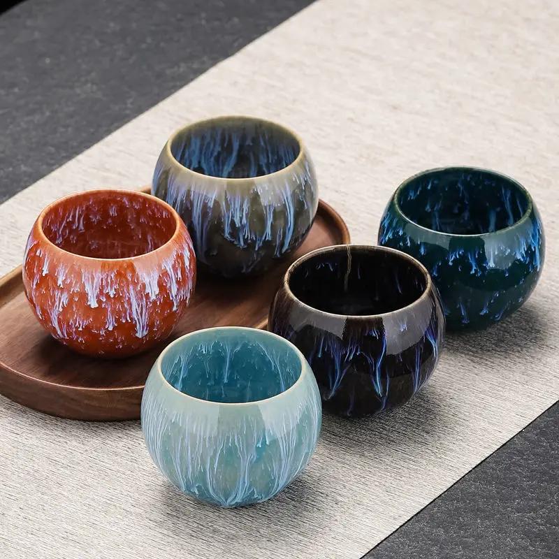 5 Dracheneier Teetasse Ofenvariationen Teetasse Heimkeramik Teeservice Meistertasse Chinesische Kung-Fu-Teeschale Geschäftsgeschenk Büro Zuhause