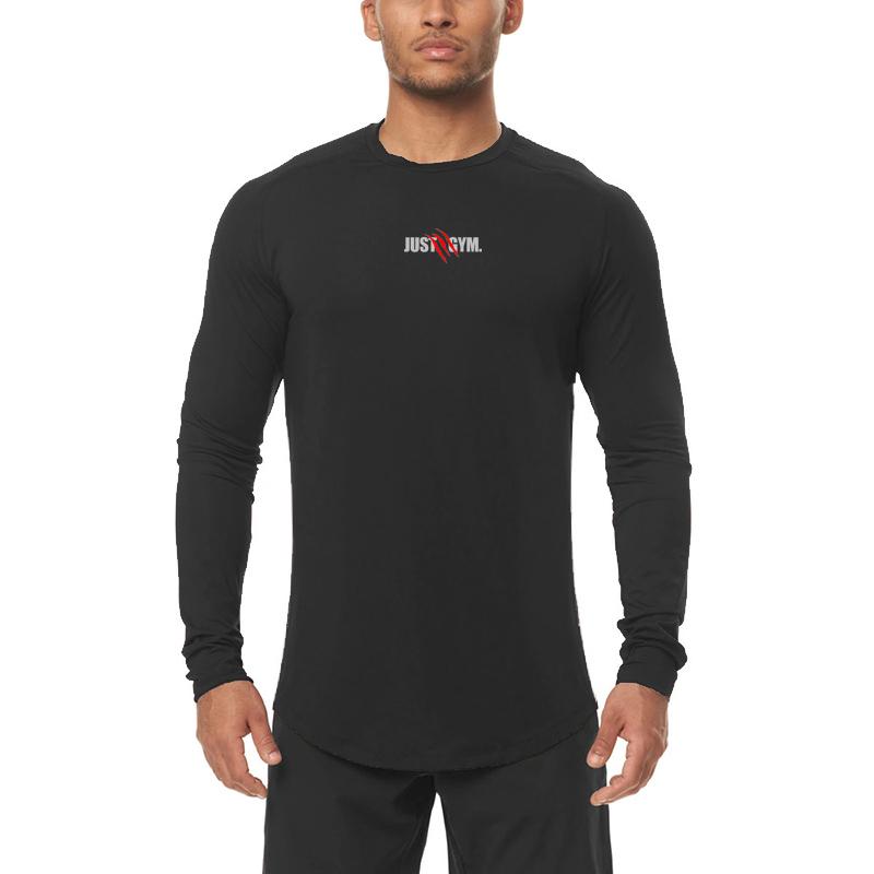Muscleguys Men s Long Sleeve Athletic Running Fitness Training Tights Compression T-Shirt M чёрный