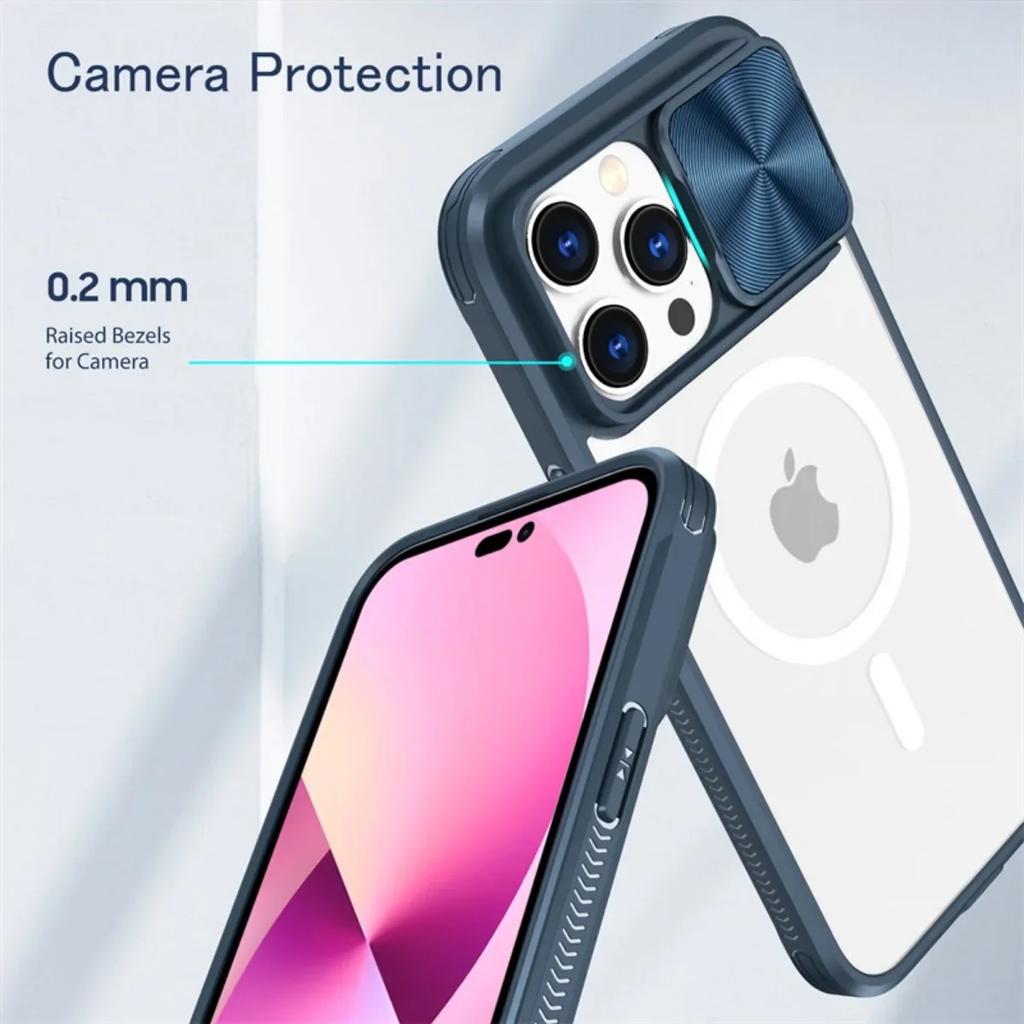 Slide Camera Lens Protector Armor Case For iPhone 16 15 13 14 Plus 11 12 Pro Max For Magsafe Shockproof Armor Bumper Clear Cover