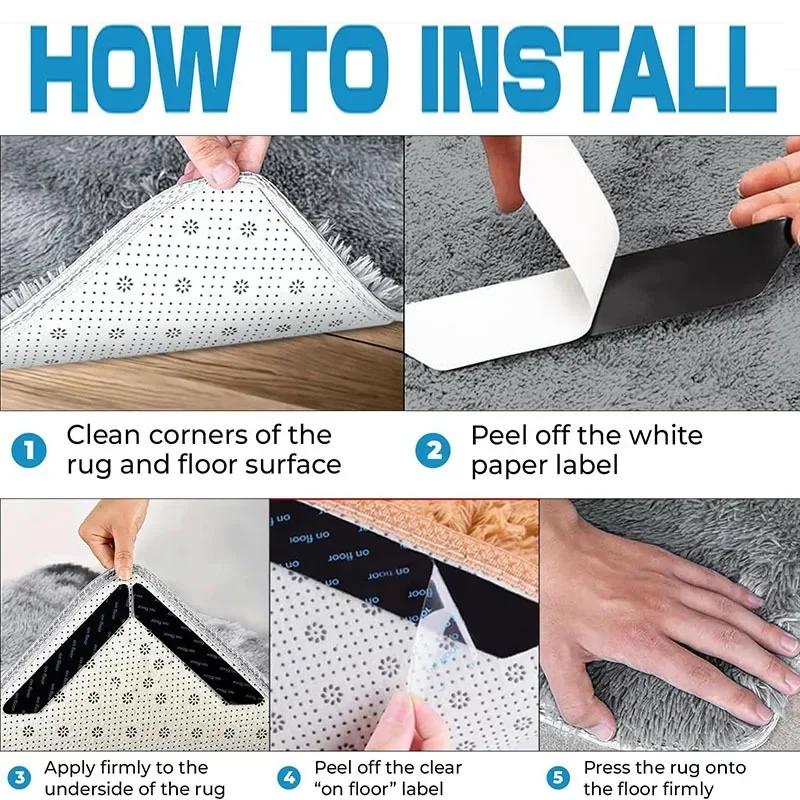 Carpet Non-slip Reusable Stickers Washable Anti Curling Carpet Patches Fixed Pad Floor Rug Mat Grip Stoppers Tapes