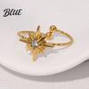 Adjustable Ring Women Finger Eight-Pointed Star Fit Open Multi-width Rings
